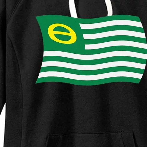 Wavy Retro Ecology Movement Flag Earth Day Climate Change Women's Fleece Hoodie