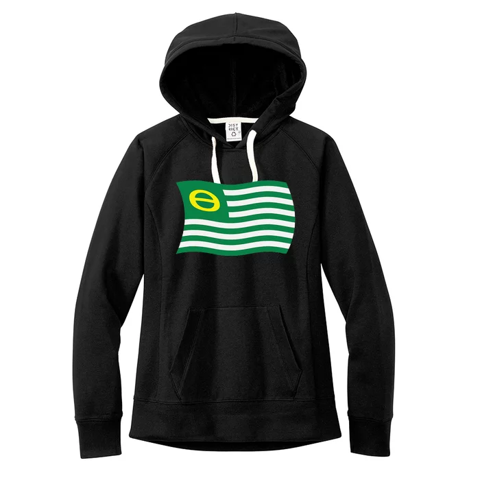 Wavy Retro Ecology Movement Flag Earth Day Climate Change Women's Fleece Hoodie