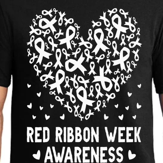 Wear Red For Red Ribbon Week Awareness Rainbow Heart Pajama Set