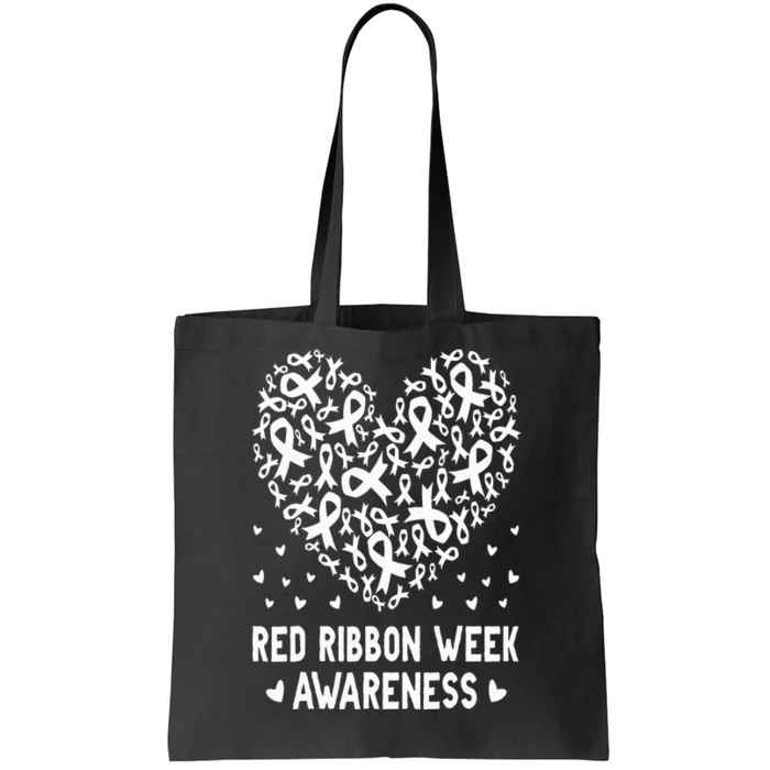 Wear Red For Red Ribbon Week Awareness Rainbow Heart Tote Bag