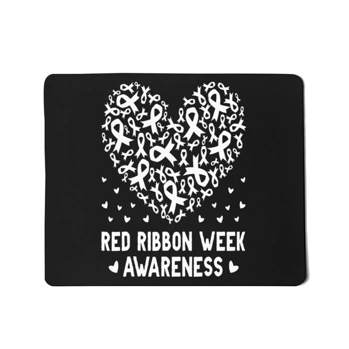 Wear Red For Red Ribbon Week Awareness Rainbow Heart Mousepad