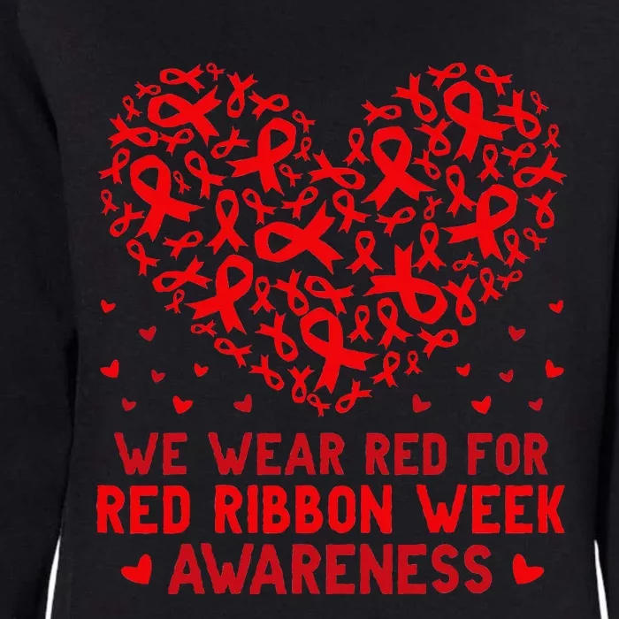 Wear Red For Red Ribbon Week Awareness Drug Free Cute Hearts Womens California Wash Sweatshirt