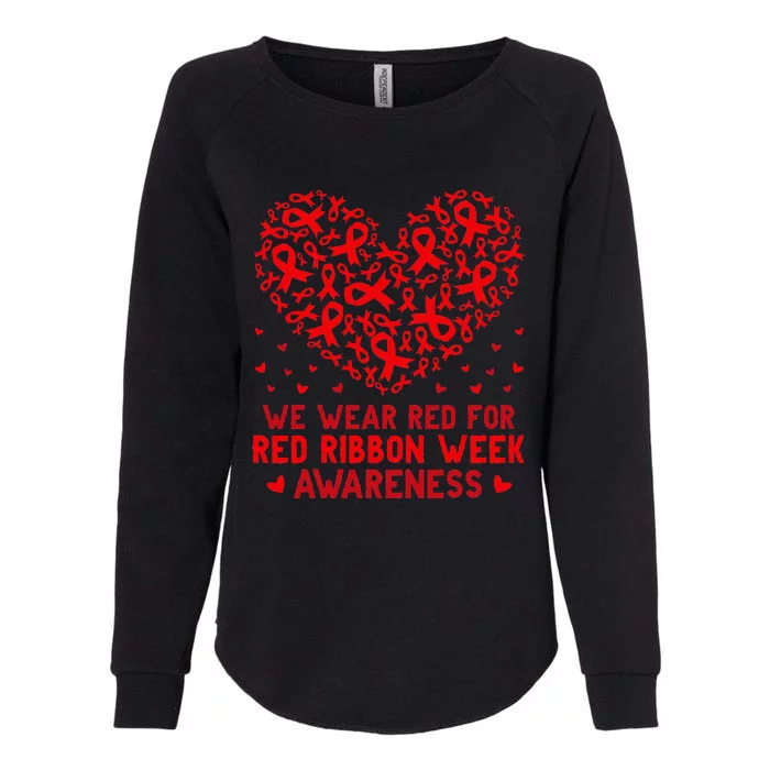 Wear Red For Red Ribbon Week Awareness Drug Free Cute Hearts Womens California Wash Sweatshirt