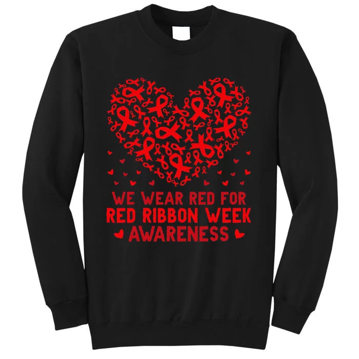 Wear Red For Red Ribbon Week Awareness Drug Free Cute Hearts Tall Sweatshirt