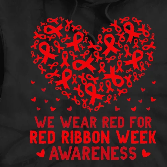 Wear Red For Red Ribbon Week Awareness Drug Free Cute Hearts Tie Dye Hoodie