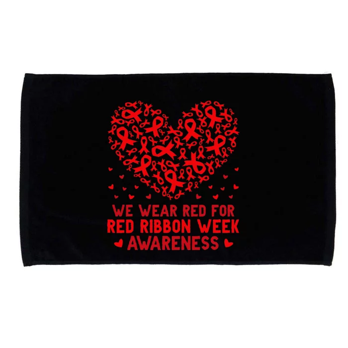 Wear Red For Red Ribbon Week Awareness Drug Free Cute Hearts Microfiber Hand Towel