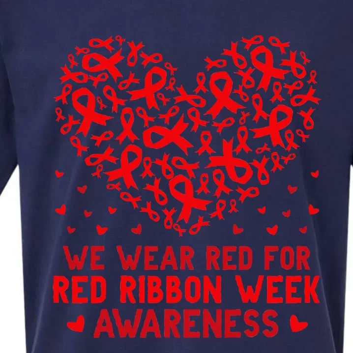 Wear Red For Red Ribbon Week Awareness Drug Free Cute Hearts Sueded Cloud Jersey T-Shirt