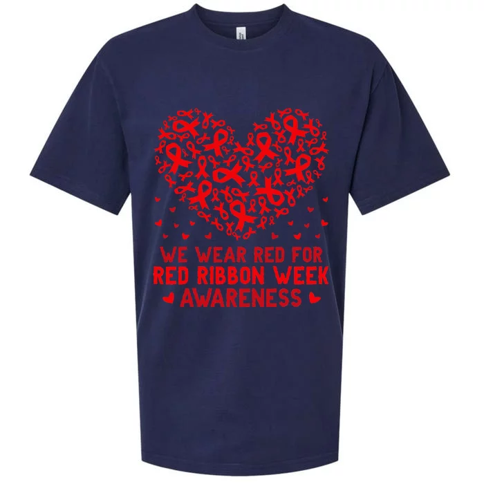 Wear Red For Red Ribbon Week Awareness Drug Free Cute Hearts Sueded Cloud Jersey T-Shirt