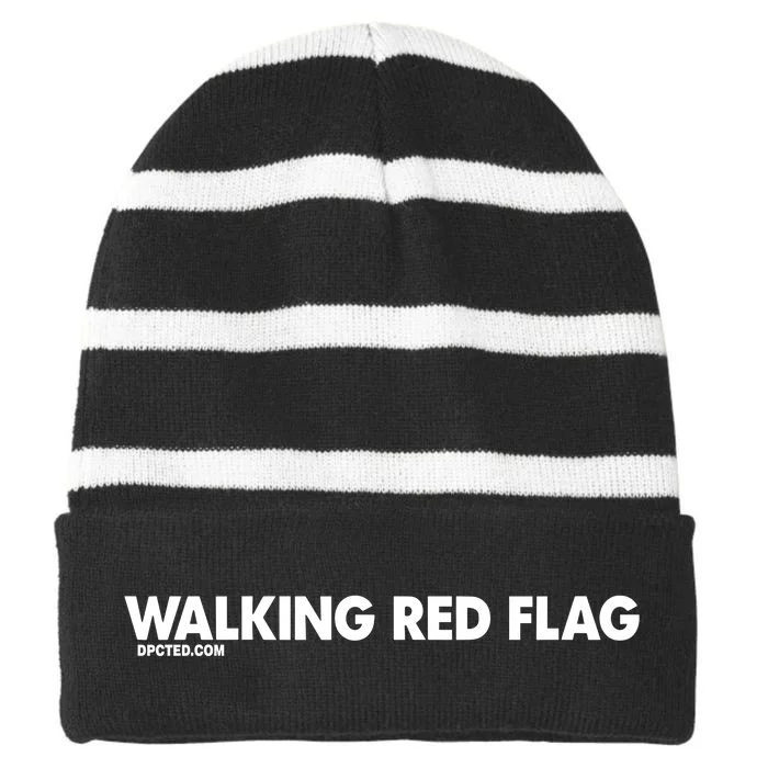 Walking Red Flag Dpcted Striped Beanie with Solid Band