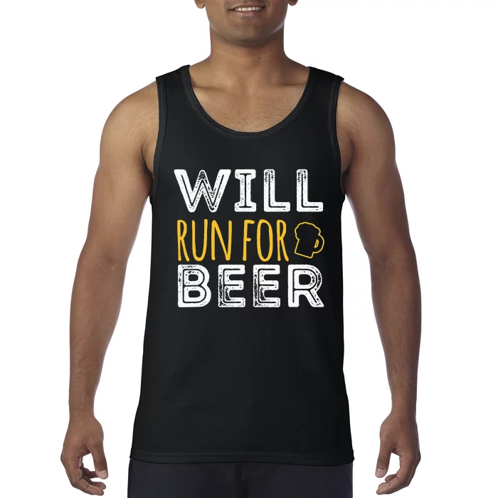 Will Run For Beer Funny Running marathon half marathon 10k Tank Top