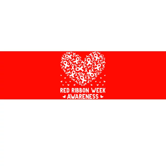 Wear Red For Red Ribbon Week Awareness Drug Free Cute Hearts Bumper Sticker