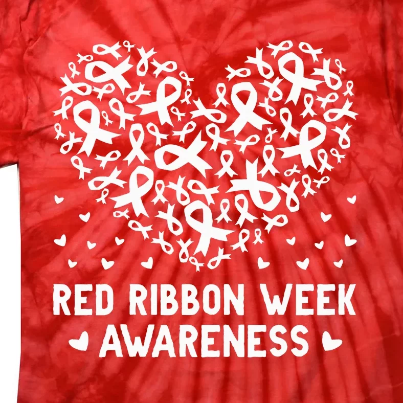 Wear Red For Red Ribbon Week Awareness Drug Free Cute Hearts Tie-Dye T-Shirt