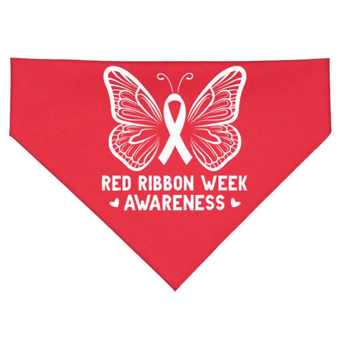 Wear Red For Red Ribbon Week Awareness Drug Free Butterfly USA-Made Doggie Bandana