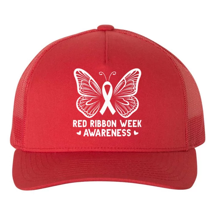 Wear Red For Red Ribbon Week Awareness Drug Free Butterfly Yupoong Adult 5-Panel Trucker Hat