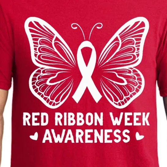 Wear Red For Red Ribbon Week Awareness Drug Free Butterfly Pajama Set