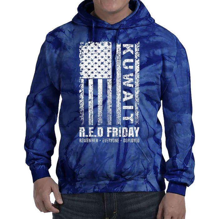 Wear Red for Deployed Kuwait R.E.D. Friday Flag Gift Tie Dye Hoodie