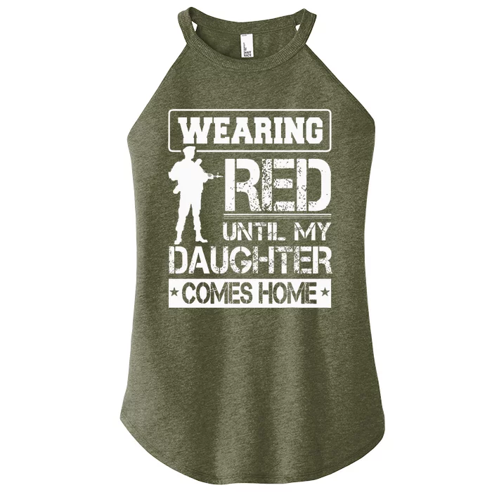 Wear Red For My Daughter Military Design Deployed Wear Women’s Perfect Tri Rocker Tank