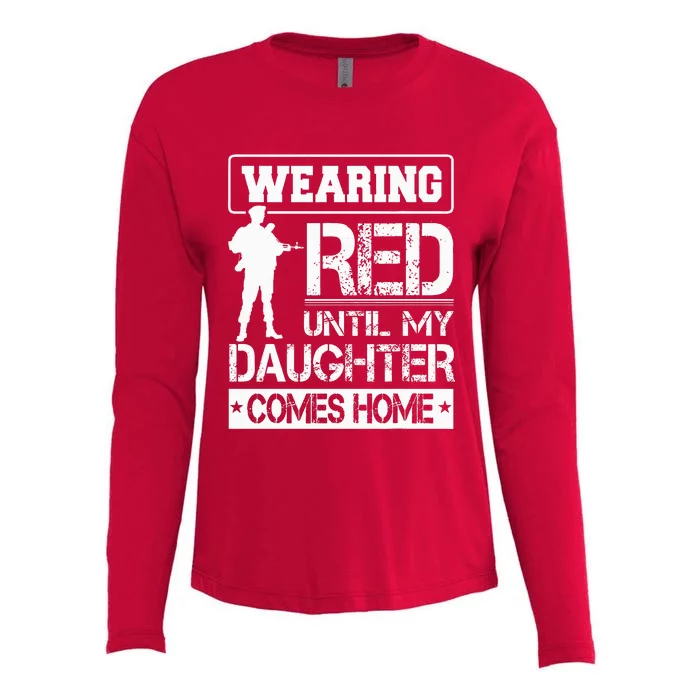 Wear Red For My Daughter Military Design Deployed Wear Womens Cotton Relaxed Long Sleeve T-Shirt