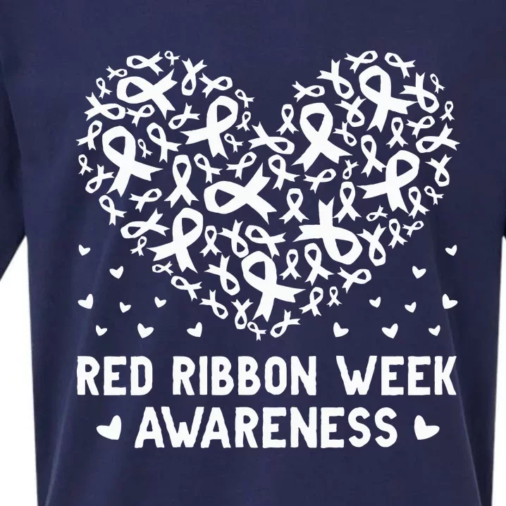 Wear Red For Red Ribbon Week Awareness Drug Free Cute Hearts Sueded Cloud Jersey T-Shirt