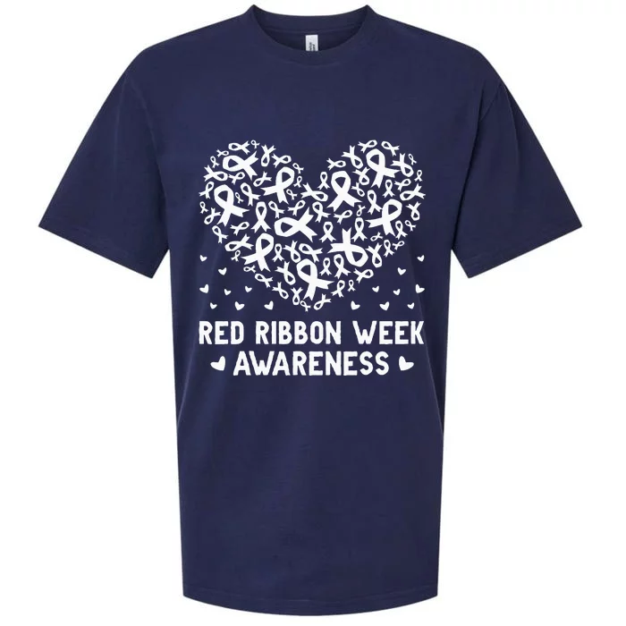 Wear Red For Red Ribbon Week Awareness Drug Free Cute Hearts Sueded Cloud Jersey T-Shirt