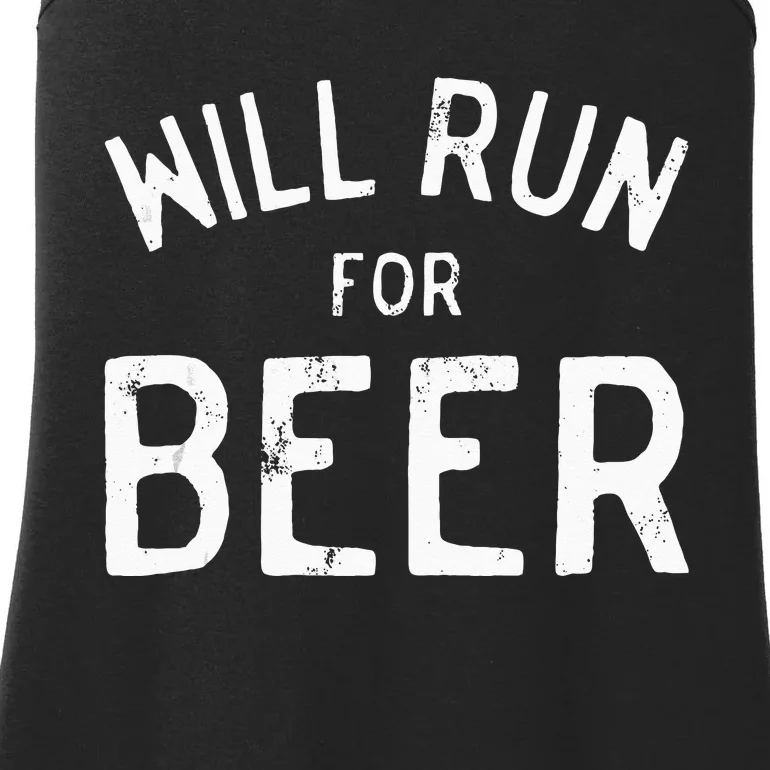 Will Run For Beer For Beer Drinking Runners Ladies Essential Tank