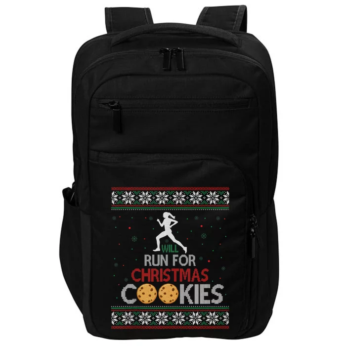 Will Run For Christmas Cookies Lady Runners Workout Gift Impact Tech Backpack