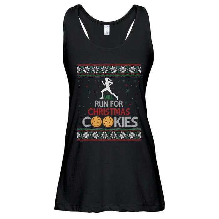 Will Run For Christmas Cookies Lady Runners Workout Gift Ladies Essential Flowy Tank