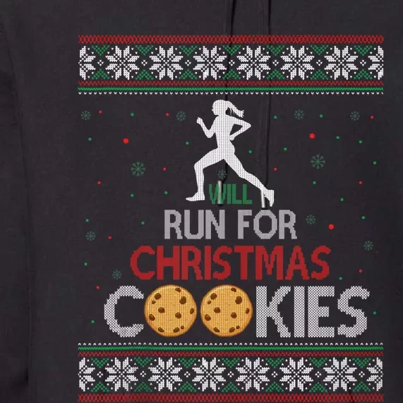 Will Run For Christmas Cookies Lady Runners Workout Gift Premium Hoodie