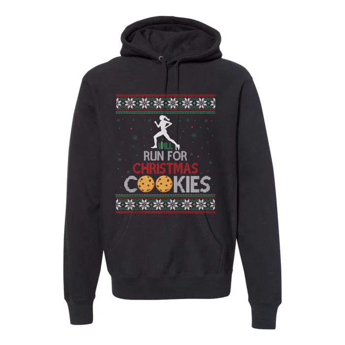 Will Run For Christmas Cookies Lady Runners Workout Gift Premium Hoodie