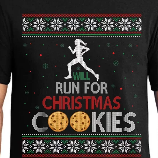 Will Run For Christmas Cookies Lady Runners Workout Gift Pajama Set