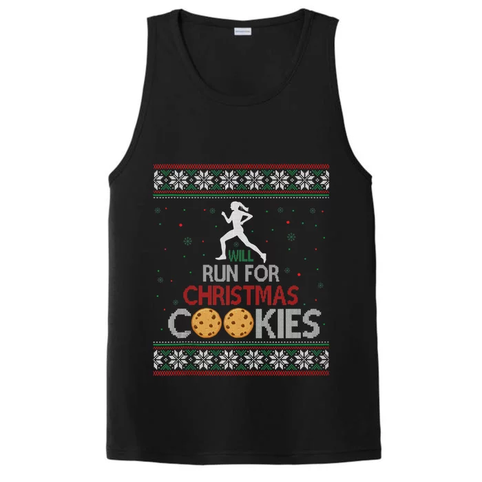 Will Run For Christmas Cookies Lady Runners Workout Gift Performance Tank