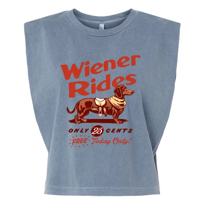 Wiener Rides Free Today Only Funny Wiener Garment-Dyed Women's Muscle Tee