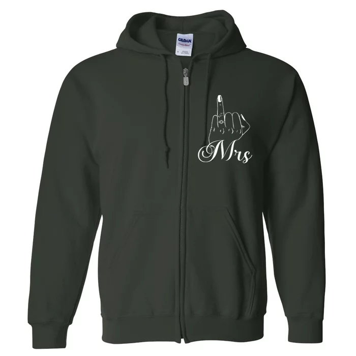 Wife Ring Finger Mrs. Ring Finger Full Zip Hoodie