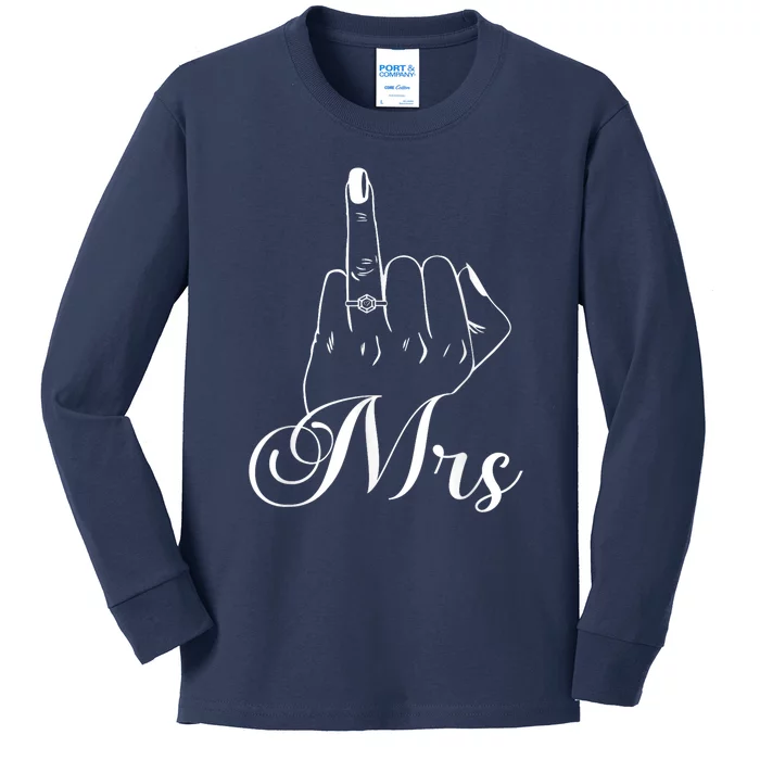 Wife Ring Finger Mrs. Ring Finger Kids Long Sleeve Shirt