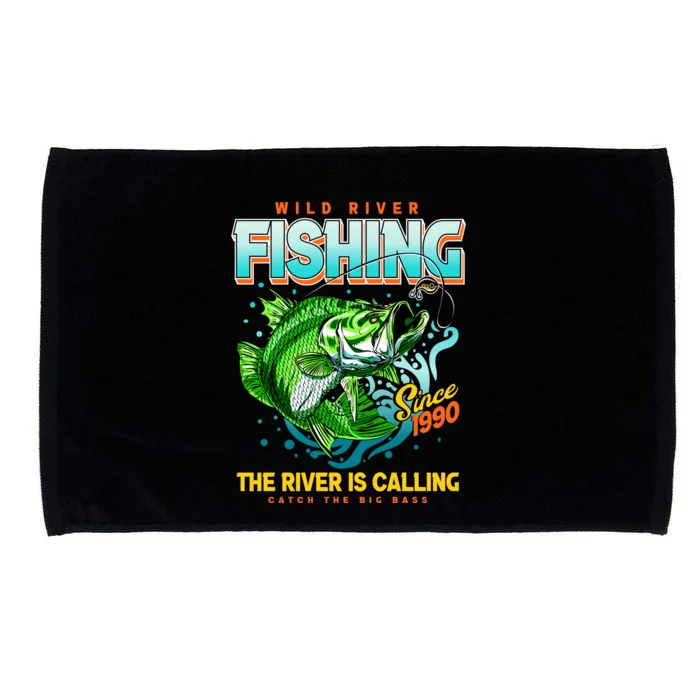 Wild River Fishing The River Is Calling Catch The Big Bass Since 1990 Microfiber Hand Towel