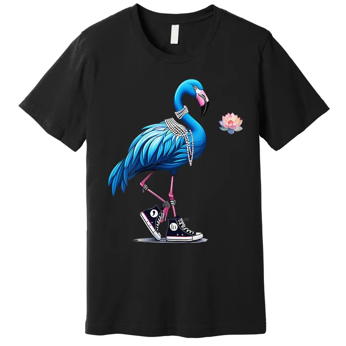 Women Retro Flamingo Chucks And Pearls Comma La Kamala Harris 2024 Gift Premium T-Shirt