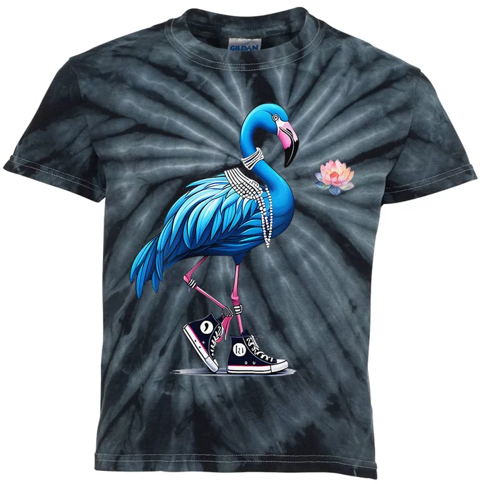 Women Retro Flamingo Chucks And Pearls Comma La Kamala Harris 2024 Gift Kids Tie-Dye T-Shirt