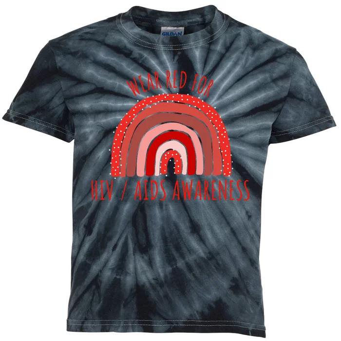 Wear Red For Hiv Aids Awareness Hiv Aids Kids Tie-Dye T-Shirt