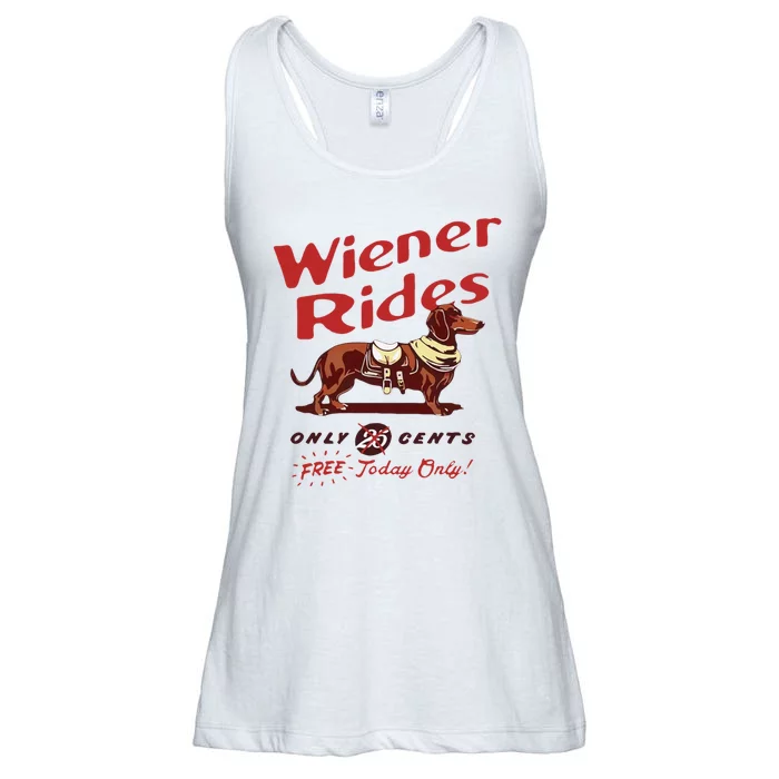 Wiener Rides Free Today Only Funny Wiener Dog Ladies Essential Flowy Tank