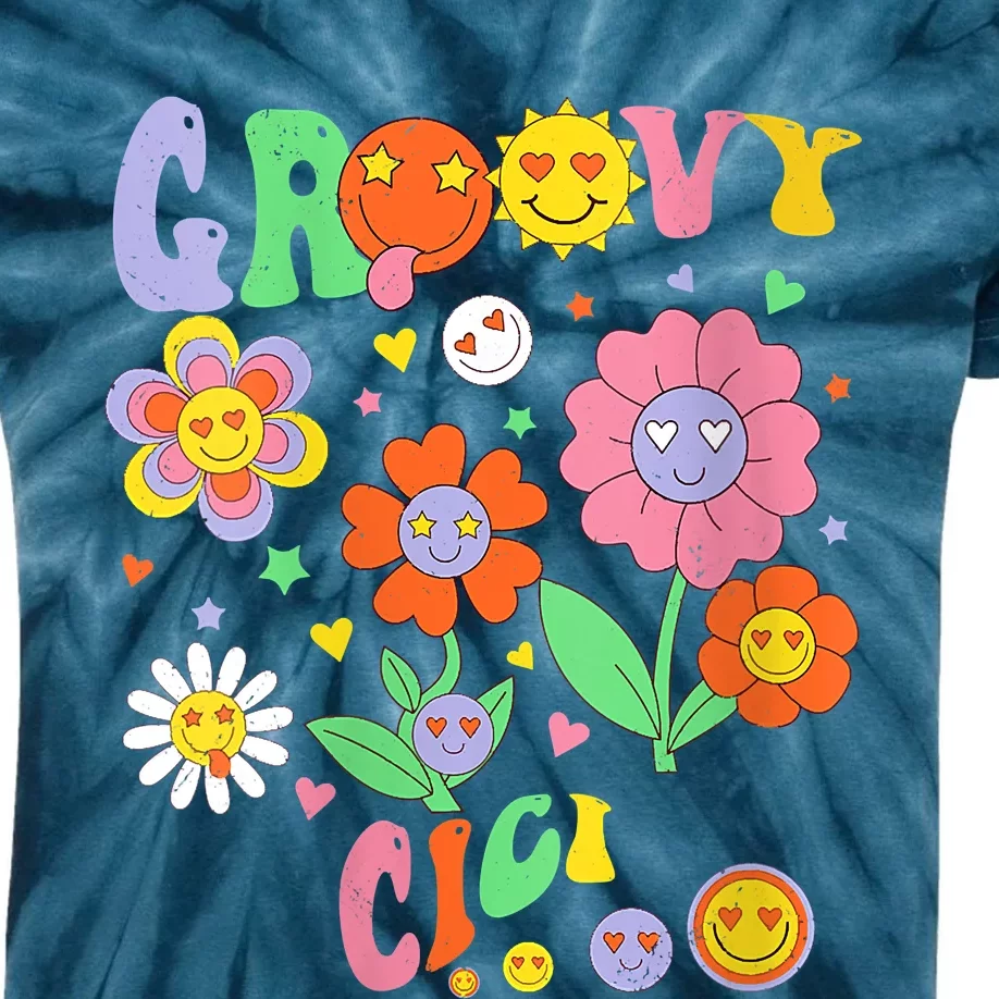 Womens Retro Groovy Cici Groovy Birthday Party Matching Family Kids Tie-Dye T-Shirt