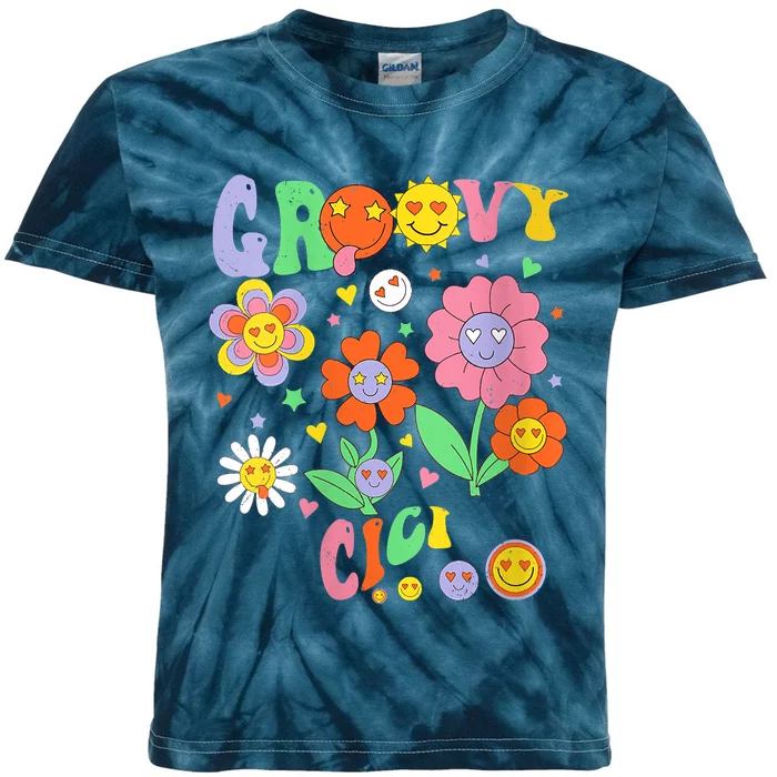 Womens Retro Groovy Cici Groovy Birthday Party Matching Family Kids Tie-Dye T-Shirt