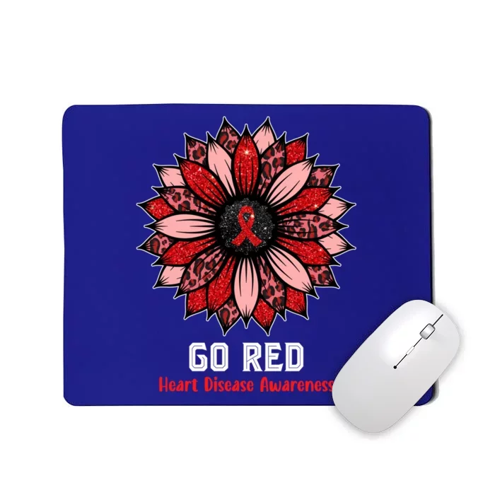 Wo Red Heart Disease Awareness Month Ribbon Sunflower Gift Mousepad