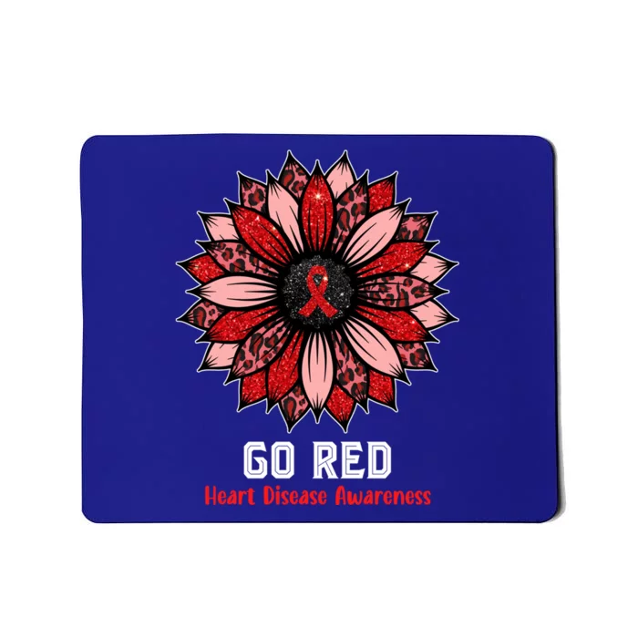 Wo Red Heart Disease Awareness Month Ribbon Sunflower Gift Mousepad