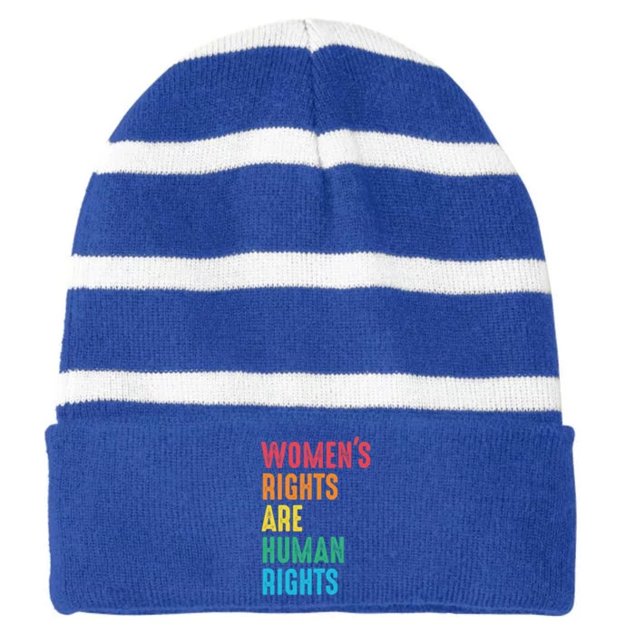 Wos Rights Hu Rights Feminist Gender Equality Gift Striped Beanie with Solid Band