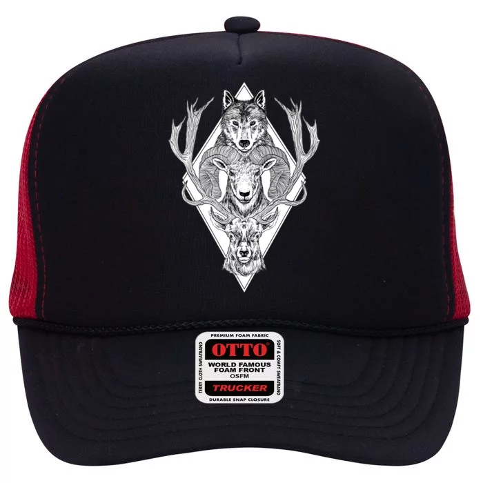 Wolf Ram Hart High Crown Mesh Trucker Hat