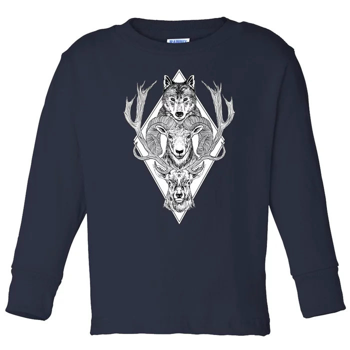 Wolf Ram Hart Toddler Long Sleeve Shirt