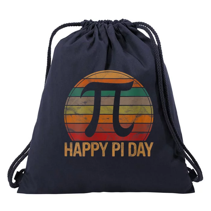 Womens Retro Happy Pi Day Sunset Gift Math Teacher Geek Pi Day Drawstring Bag