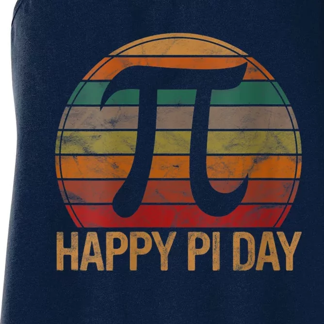 Womens Retro Happy Pi Day Sunset Gift Math Teacher Geek Pi Day Women's Racerback Tank