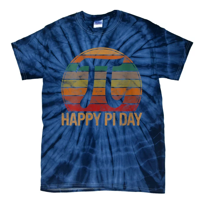 Womens Retro Happy Pi Day Sunset Gift Math Teacher Geek Pi Day Tie-Dye T-Shirt