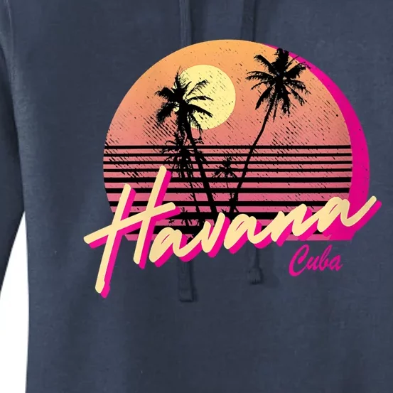 Womens Retro Havana Cuba California Beach Sunset Women's Pullover Hoodie